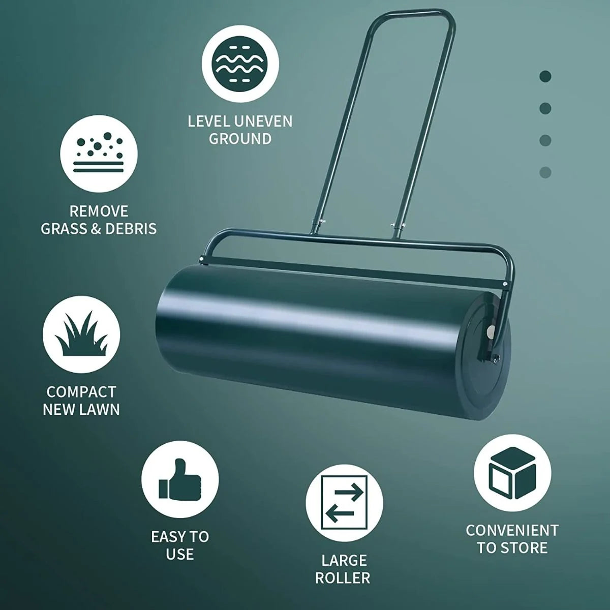63L Premium Heavy-Duty Garden Grass Roller with Ergonomic U-Shaped Handle