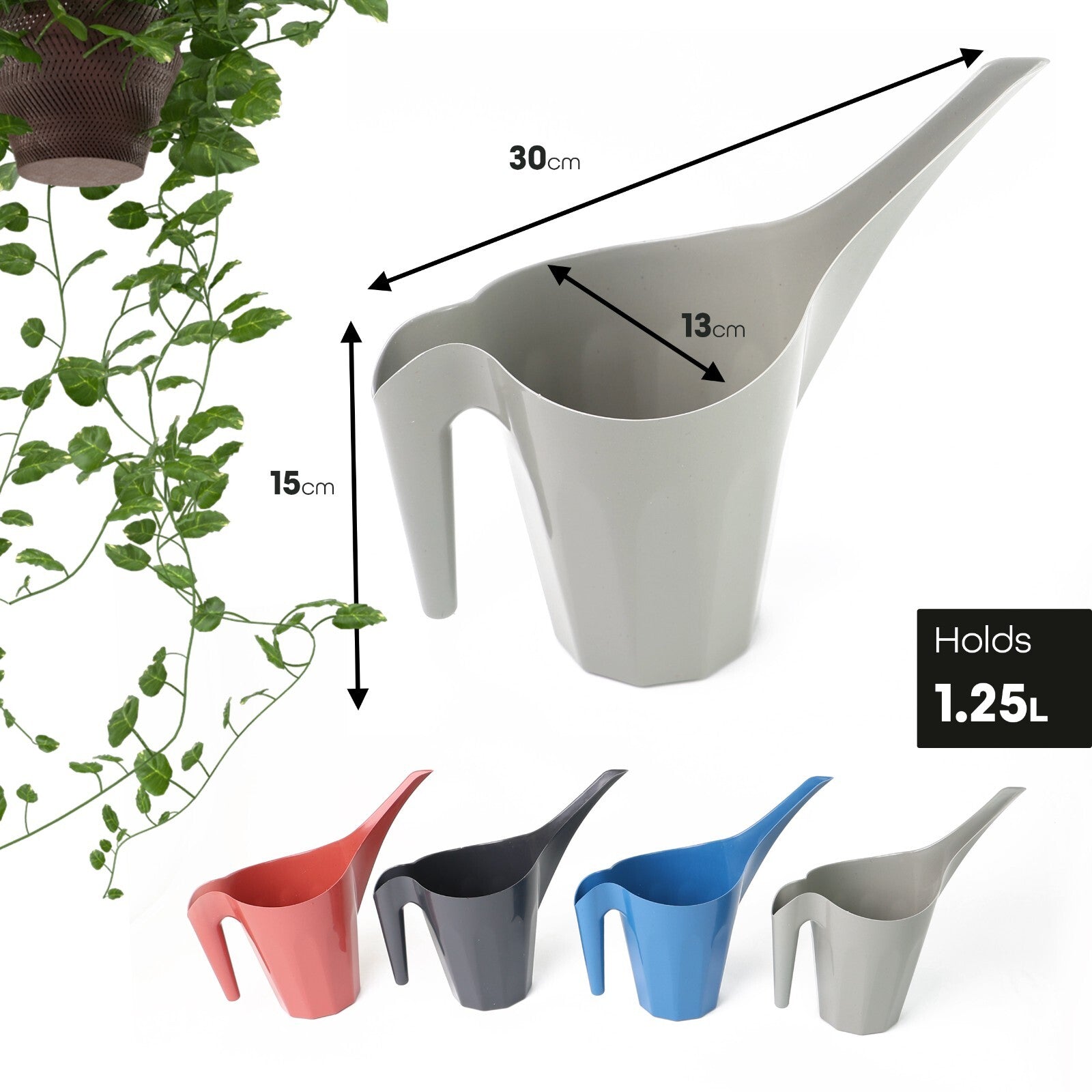 Small Watering Can 1.25L with Long Spont Perfect for Watering Plants and Pets