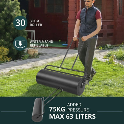 63L Premium Heavy-Duty Garden Grass Roller with Ergonomic U-Shaped Handle