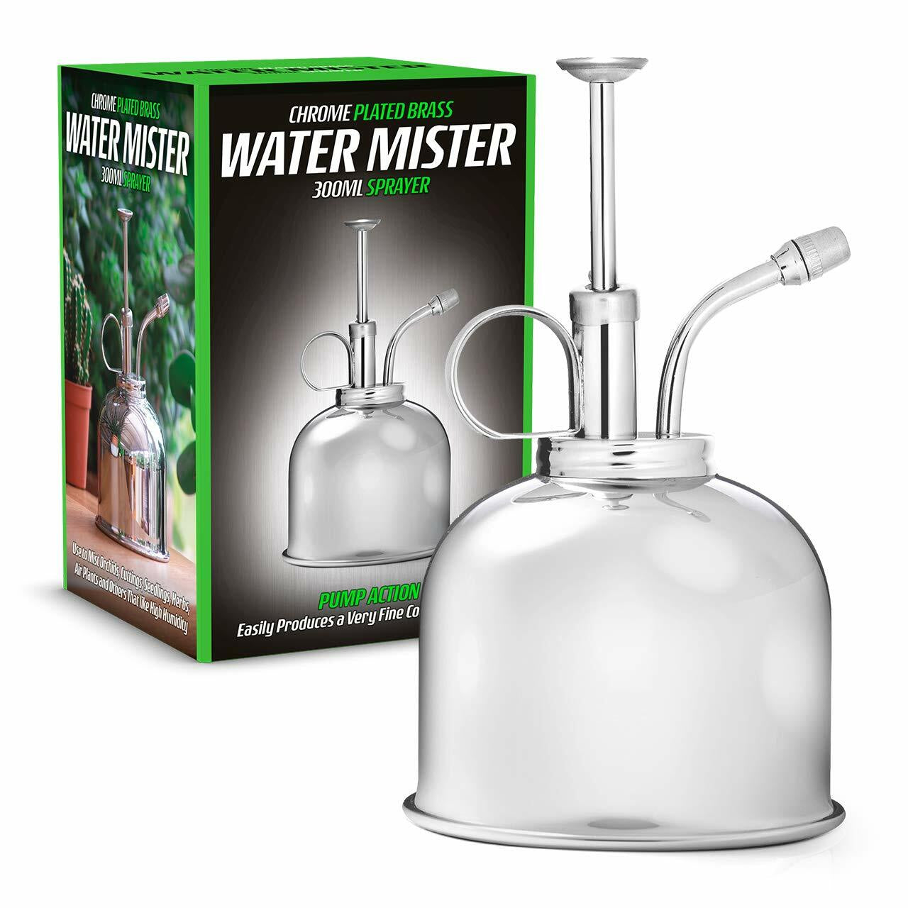 Plant Water Mister Vintage Chrome Solid Brass Spray Indoor Garden Bottle 300Ml
