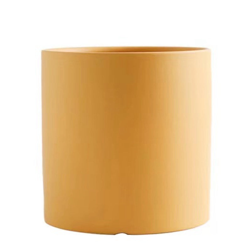 Nordic Industrial Style Colorful Ceramic Flowerpot Succulent Planter Green Plants Cylindrical Shape Flower Pot with Hole Tray