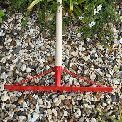 Garden Rake Steel Hardened Heavy-Duty for Hay Leaves Lawn Pebbles Removal Tool