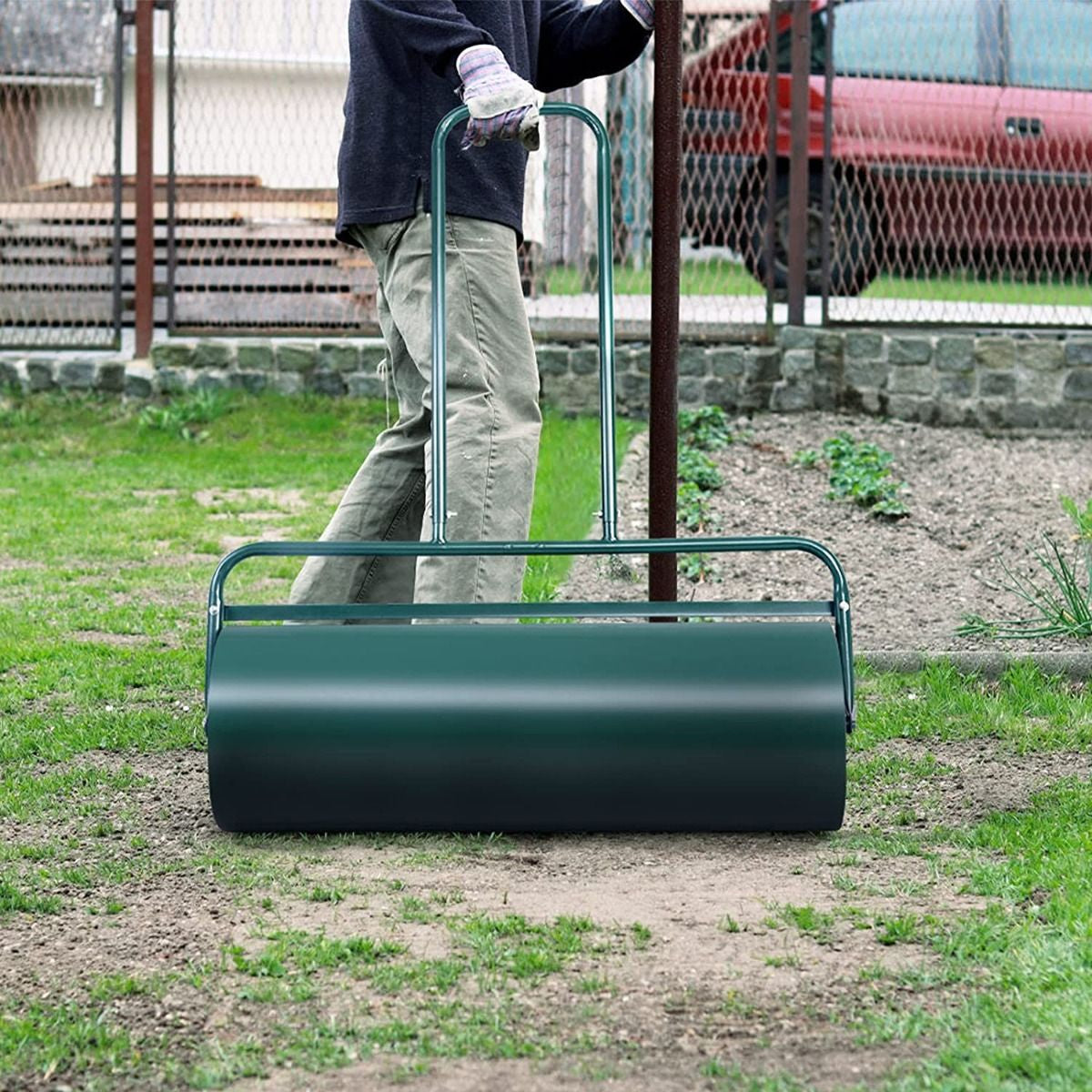 63L Premium Heavy-Duty Garden Grass Roller with Ergonomic U-Shaped Handle