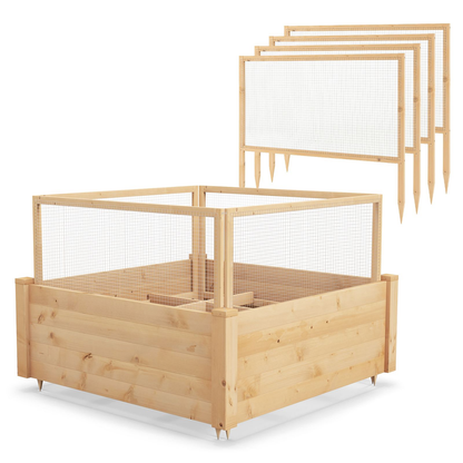 Elevated Garden Bed with Protective Critter Guard and Integrated Grow Grid