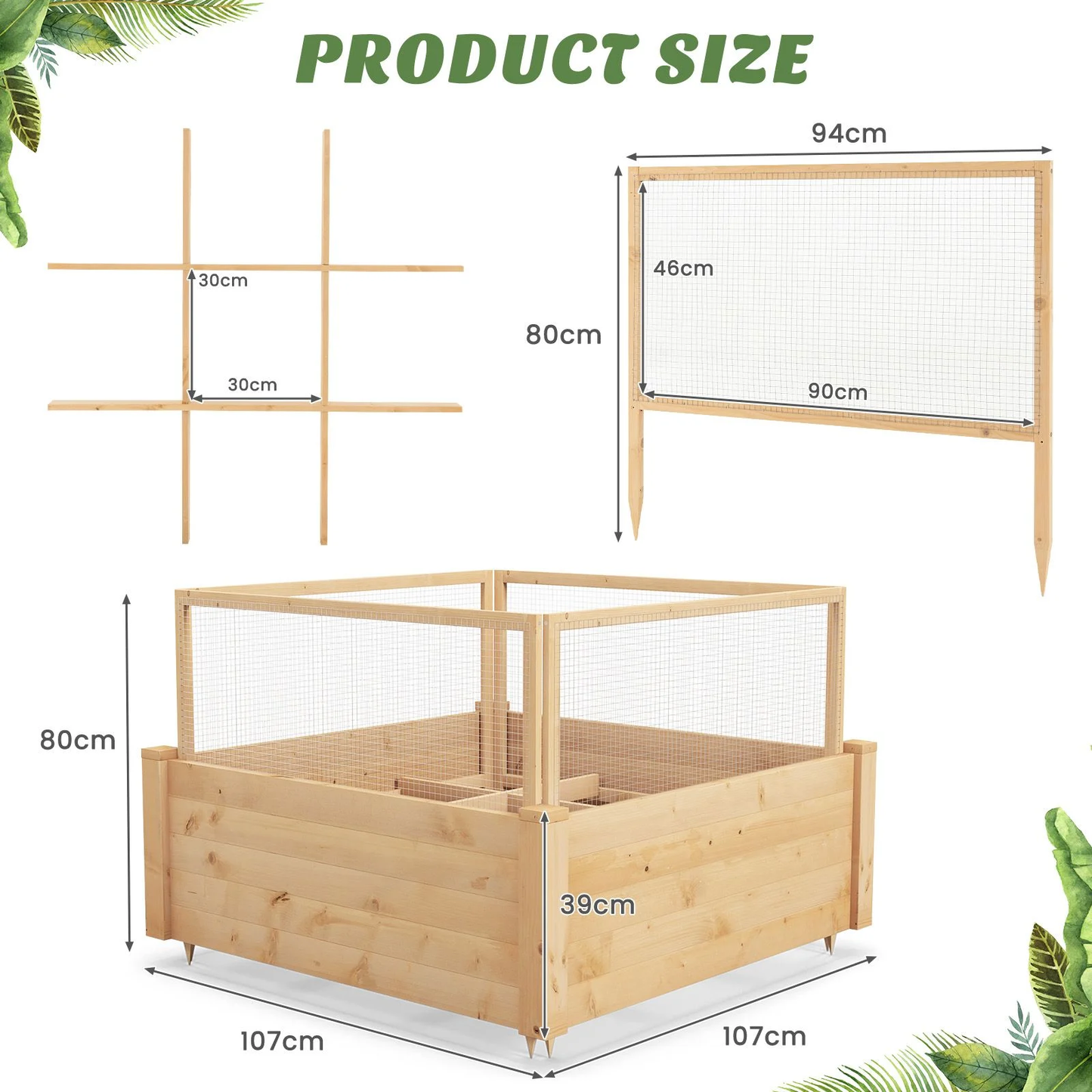 Elevated Garden Bed with Protective Critter Guard and Integrated Grow Grid