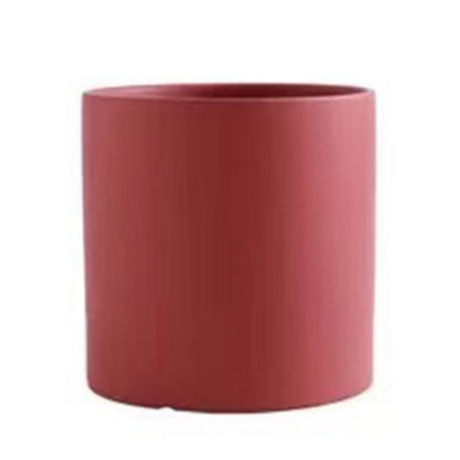 Nordic Industrial Style Colorful Ceramic Flowerpot Succulent Planter Green Plants Cylindrical Shape Flower Pot with Hole Tray