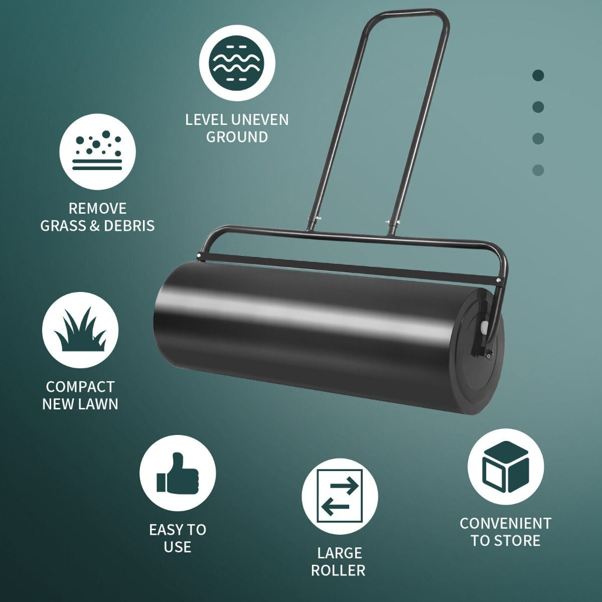 63L Premium Heavy-Duty Garden Grass Roller with Ergonomic U-Shaped Handle