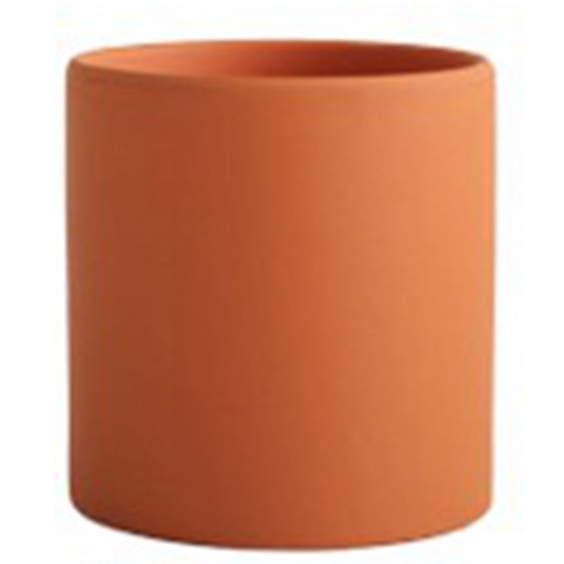 Nordic Industrial Style Colorful Ceramic Flowerpot Succulent Planter Green Plants Cylindrical Shape Flower Pot with Hole Tray