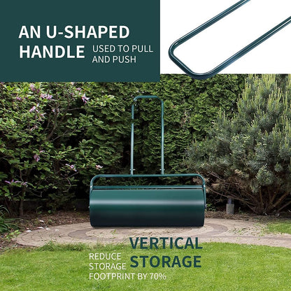63L Premium Heavy-Duty Garden Grass Roller with Ergonomic U-Shaped Handle