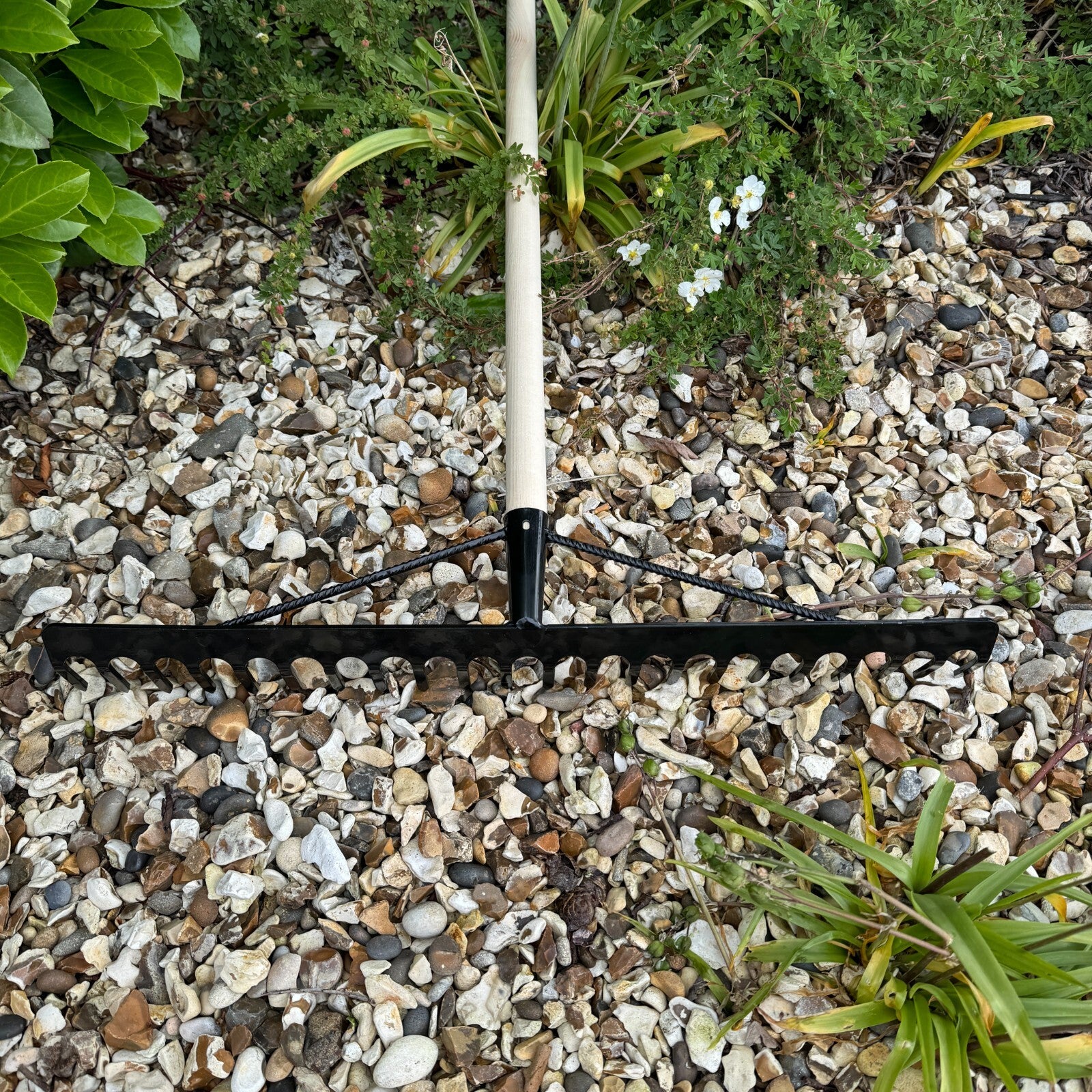Garden Rake Steel Hardened Heavy-Duty for Hay Leaves Lawn Pebbles Removal Tool